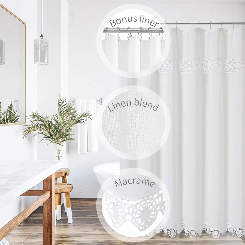 Ensemble de rideau de douche Farmhouse, Blanc