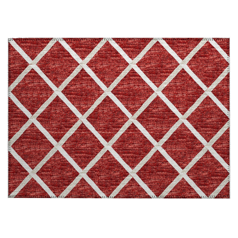 Loreen Washable Geometric Indoor / Outdoor Rug, Rectangle 1'8" x 2'6"