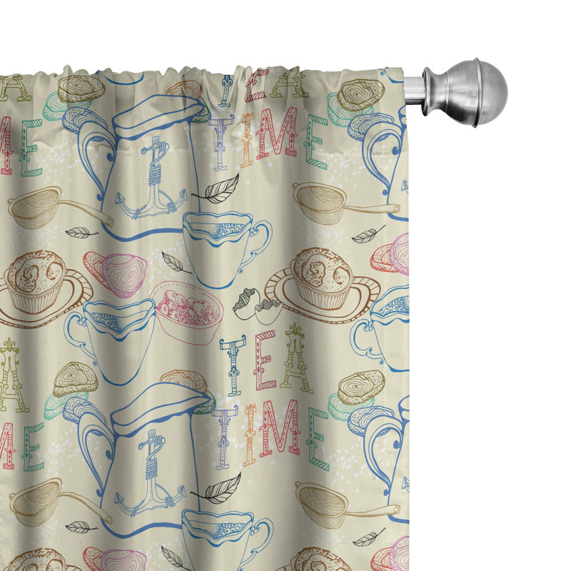 Tea Party Semi-Sheer Rod Pocket Sliding Panel, 28" x 63"