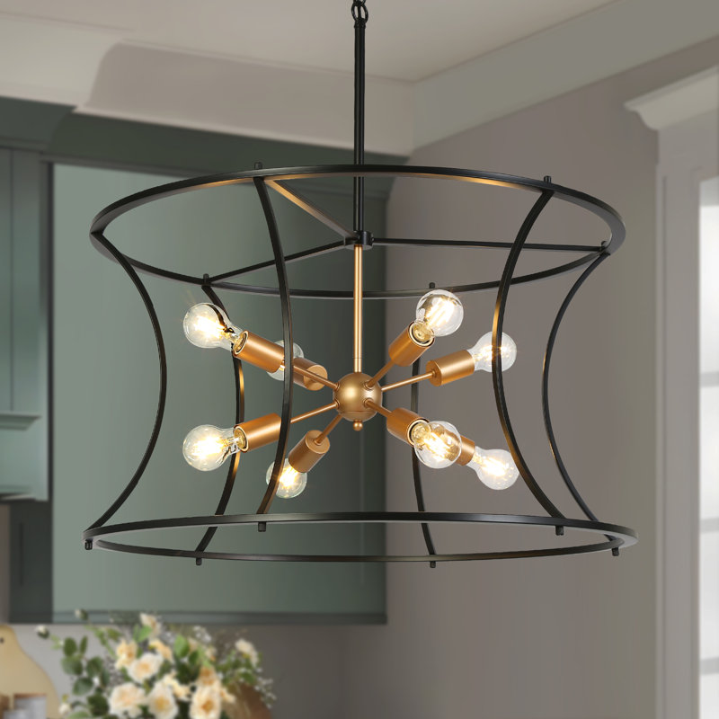 8-Light Dimmable Modern Sputnik Drum Chandelier