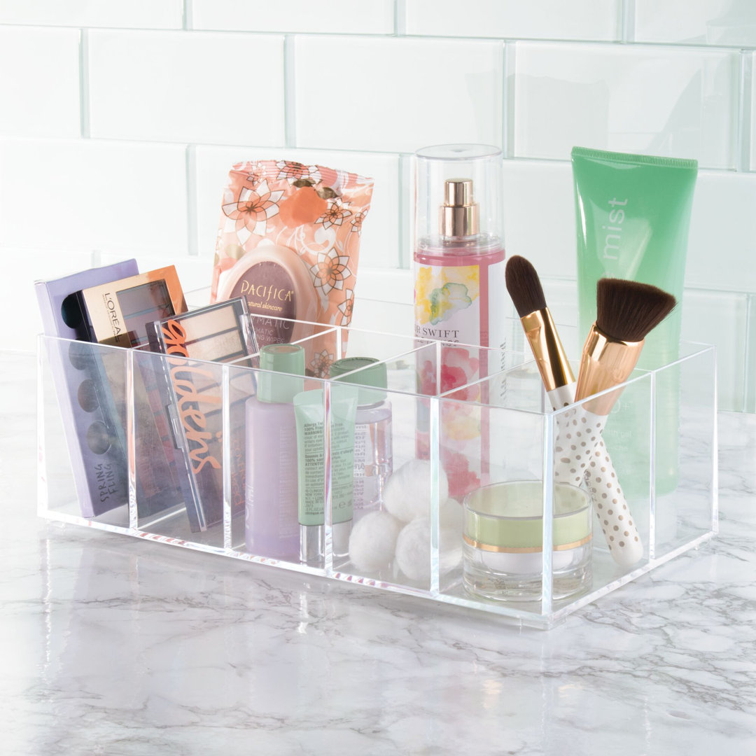 iDesign Clarity Cosmetic Organizer for Vanity, Dresser or Bathroom Cabinet,  6 Compartments - Clear iDesign