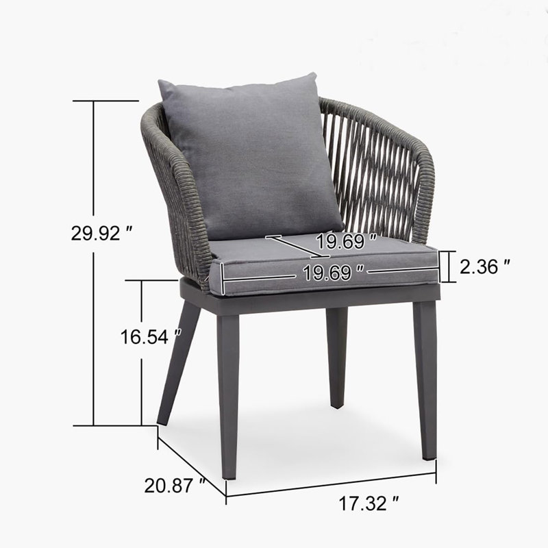 Chaises de salle à manger de patio PURPLE LEAF 2 pièces, chaises d'extérieur en rotin PE avec structure en aluminium, coussins et 2 coussins de dossier