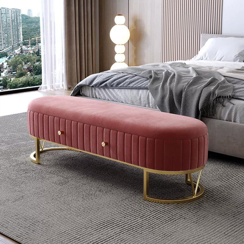 Banc avec revêtement, H 16,93 po x l 47,24 po x P 17,72 po, Rose