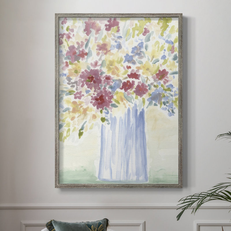 «Country Meadow Bouquet I», reproduction encadrée - bois massif, H 11 po x l 9 po