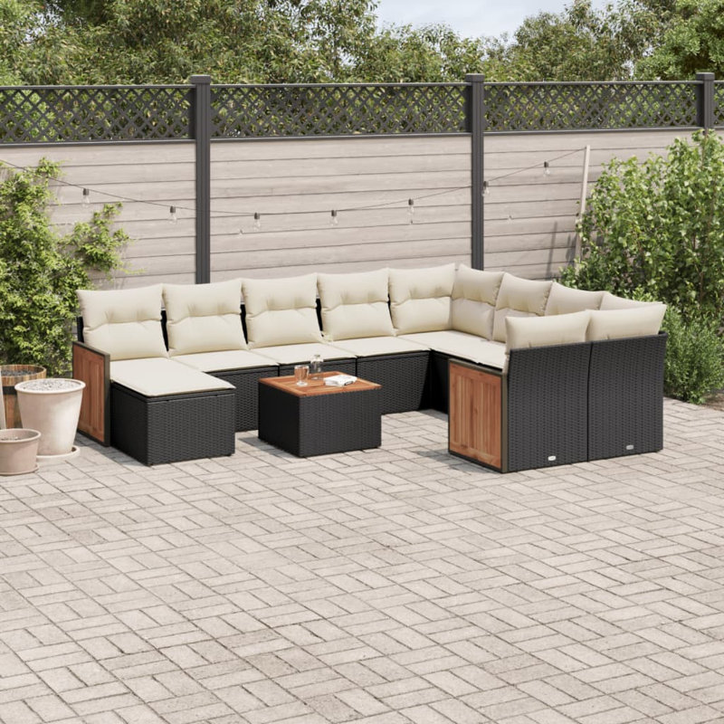 Ensemble de canapé de jardin Vidaxl noir, blanc crème
