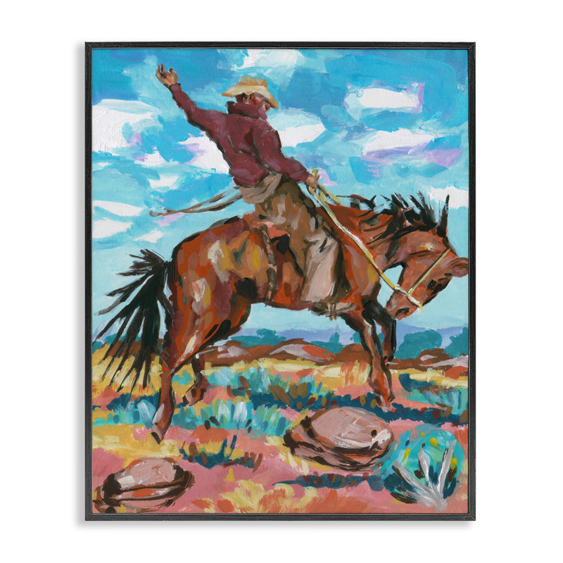 «Cowboy on Eleving Horse», art giclée par Samuel Dixon, Giclée encadrée noir minuit, H 20 po x l 16 po