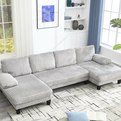 Nouveau canapé modulaire en forme de U avec méridienne double, pour le salon, sièges en mousse haute densité et à ressorts ensachés, revêtement en velours, coussins intérieurs confortables, pieds en plastique, assemblage facile,