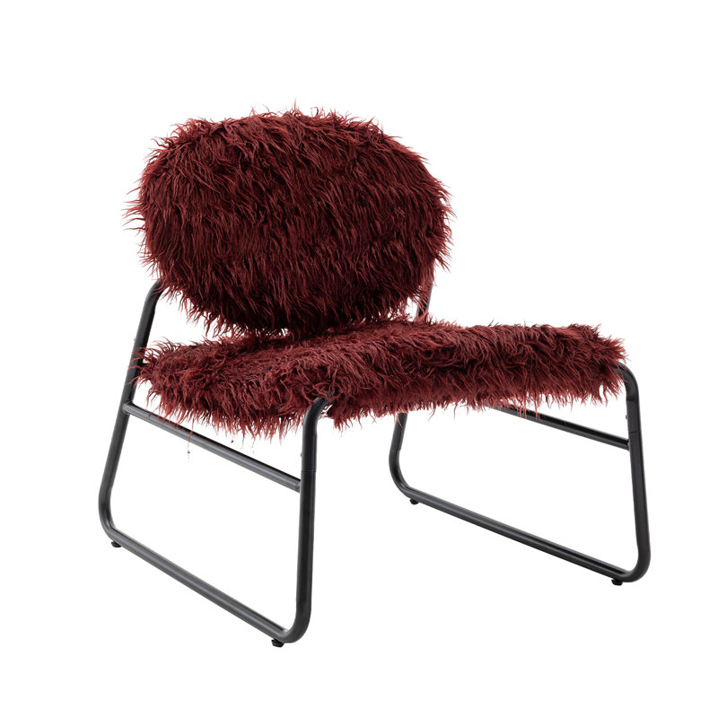 Fauteuil d'appoint industriel Nipote, Fausse fourrure rouge Claret