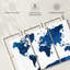 «Blue Textured World Map», reproduction sur toile-465969279