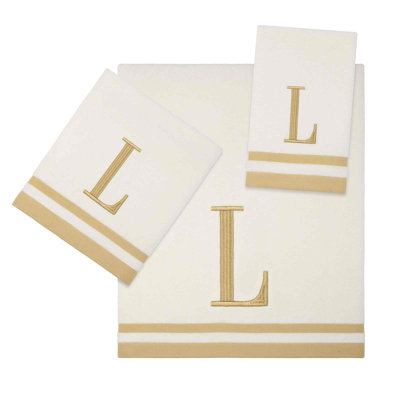 GRY/IVR Monogram Towel Set