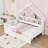 Full 2 Drawers Wood House Platform Bed with LED-730565863
