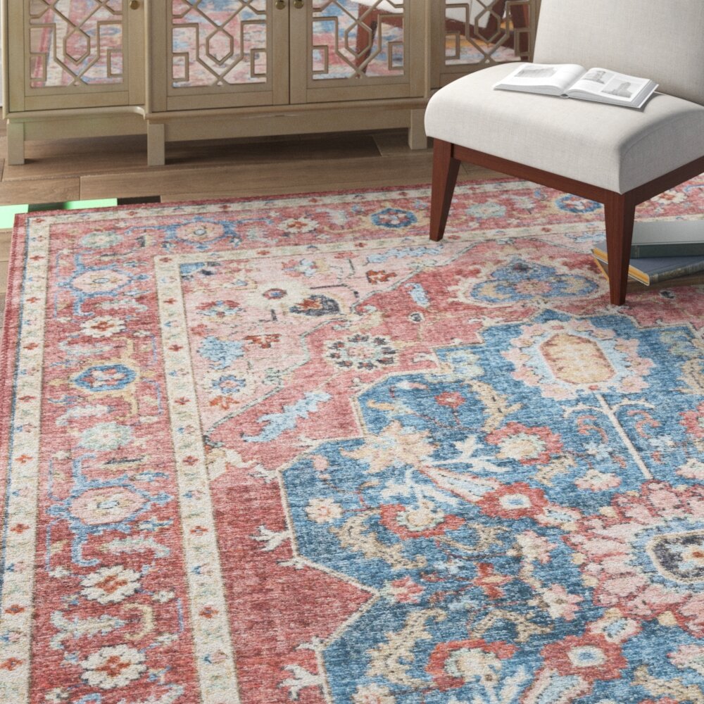 Bungalow Rose Gelo Oriental Brick/Ocean Area Rug & Reviews | Wayfair