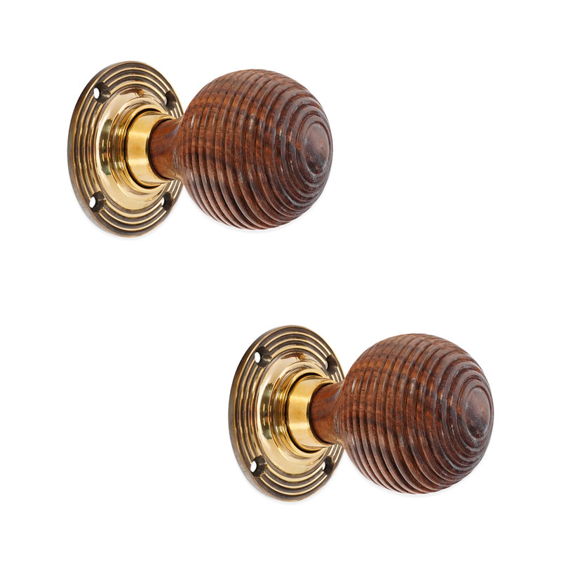 Rosewood Beehive Rim/Mortice Door Knob Aged Brass