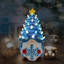 Arbre de Noël en céramique, décorations de Noël pour table de maison intérieure, décorations de Noël gnome bleu, petit arbre de Noël avec lumières, décor de vacances d'hiver en céramique