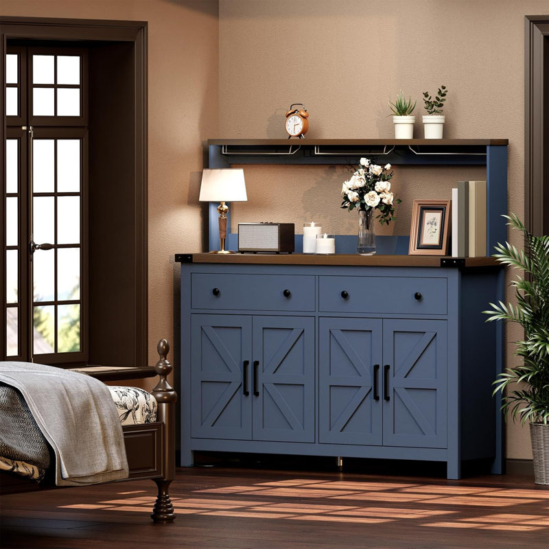 Buffet de rangement avec tiroirs et station de charge Hutch, Bleu