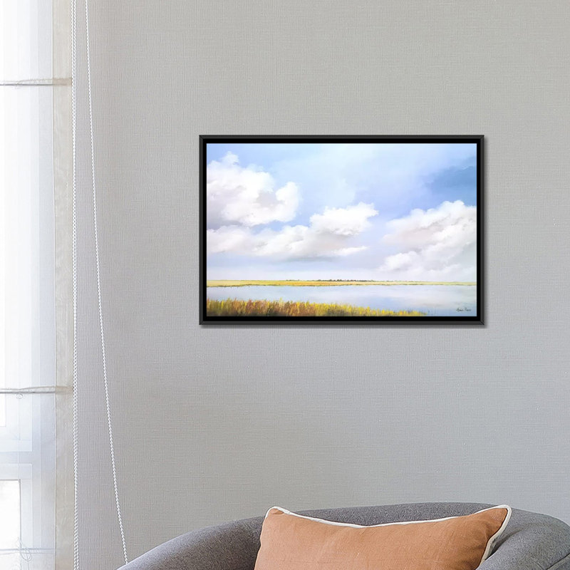 «Lake», reproduction sur toile, H 18 po x l 26 po x P 1,5 po, Toile avec cadre flottant noir, Pas de tapis