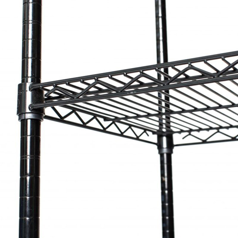 Étagère robuste à hauteur réglable avec roulettes, pieds de nivellement, (6 tablettes) H 82 po x l 46 po x P 18 po, Noir
