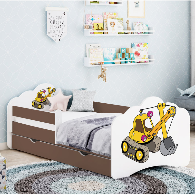 Rio Cot Bed / Toddler Bed Frame with Drawers, Cappuccino, 56.5 x 70 x 140cm