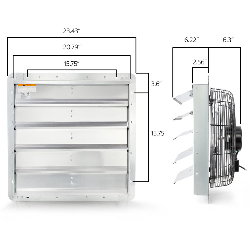 20 Inch Corded Wall Mount Ventilator Fan with Shutters