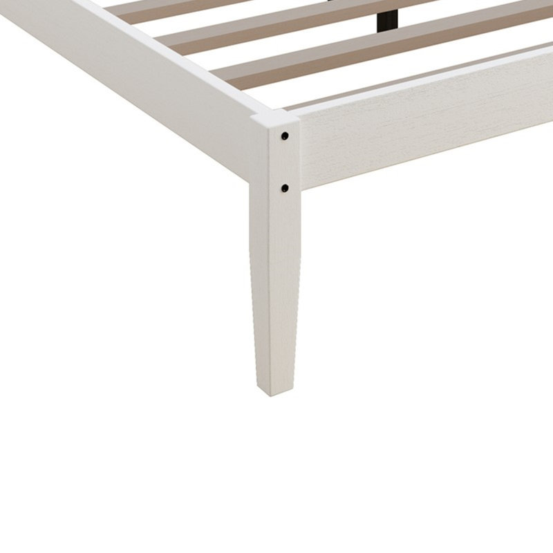 Lit plateforme en bois, Blanc, Grand