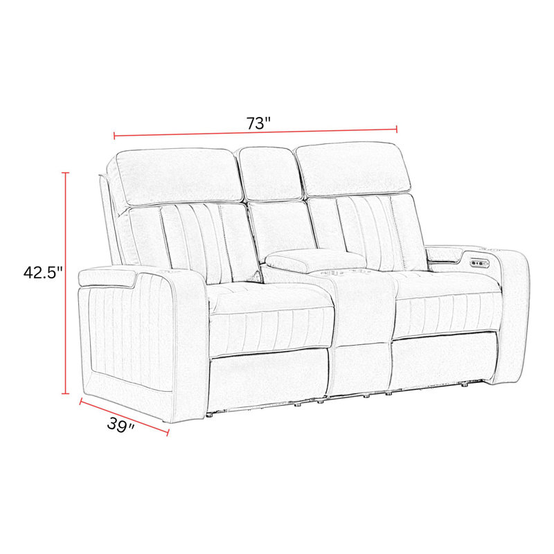 Power Reclining Console Loveseat, Mercury Polyester