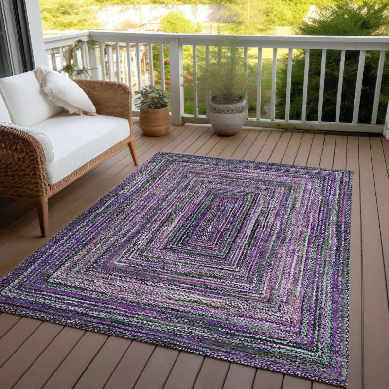 Machine Washable Indoor/Outdoor Xhevrie ACN1725 Purple Rug, Rectangle 5' x 7'6"