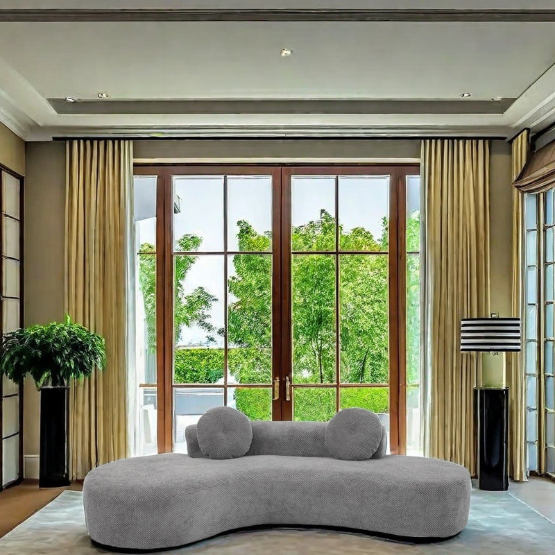 Canapé modulaire incurvé de 105,5 po avec 2 coussins décoratifs, canapé de salon rembourré de luxe moderne, aucun assemblage requis, rembourrage à haute résilience