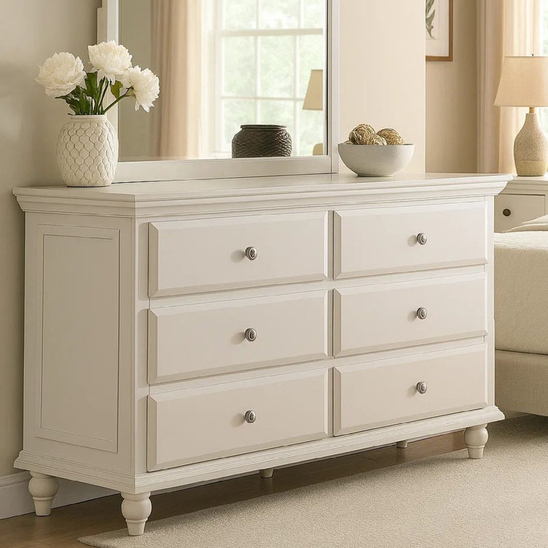 Commode 6 tiroirs 58 po Huybert, Blanc