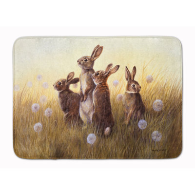 Tapis antidérapant en microfibre Rabbit in the Dandelions