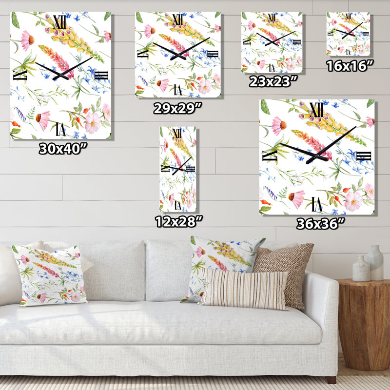 Horloge murale Vibrant Summer Wildflowers I, Médium