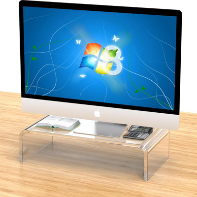 Acrylic Monitor & Laptop Stand Riser - Clear Computer & Laptop Stand for Desk