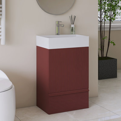 Meuble-lavabo simple autoportant de 20 po avec plateau en céramique intégré