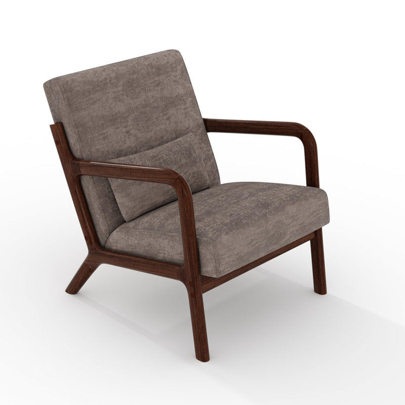 Chaise d'appoint moderne avec coussin et structure en bois pour le salon, la chambre à coucher, Gris chenille