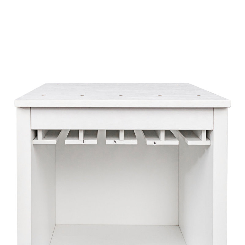 Rentsch Modular Wine Bar Cabinet with Storage Shelves and Hutch for Dining Room, White