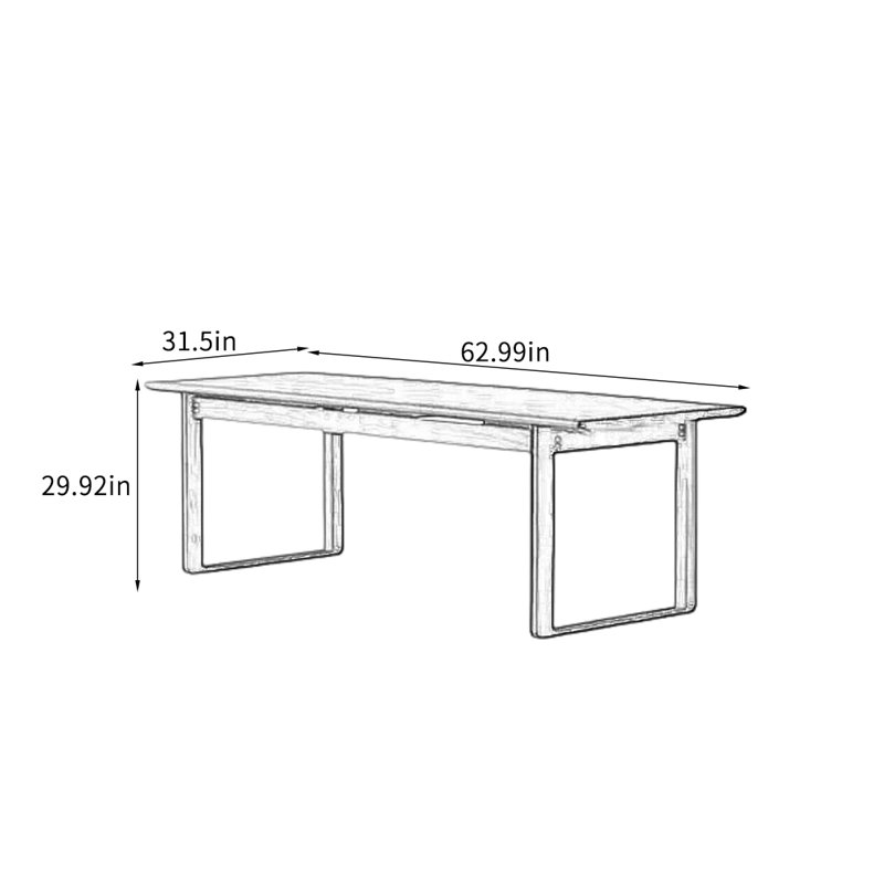 Minimalist Walnut Rectangular Table., 29.92"H x 62.99"L x 31.5"W