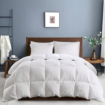 Édredon en duvet toutes saisons avec housse 100% coton, housse de couette grand blanc