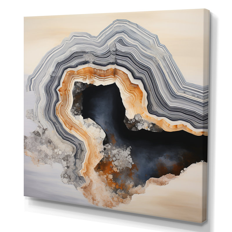 «Stone Geode Scenery Minimalisme I», reproduction sur toile, Toile tendue, H 16 po x l 16 po x P 1 po