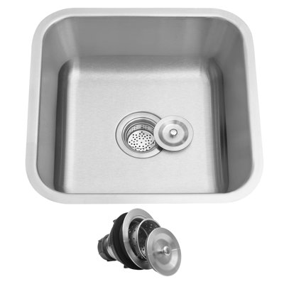 Évier de bar en acier inoxydable avec ensemble de bonde MON® L 16 po
