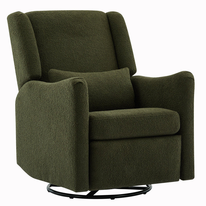 29.5'' W Swivel Rocker Recliner Chair, Seaweed Green Boucle