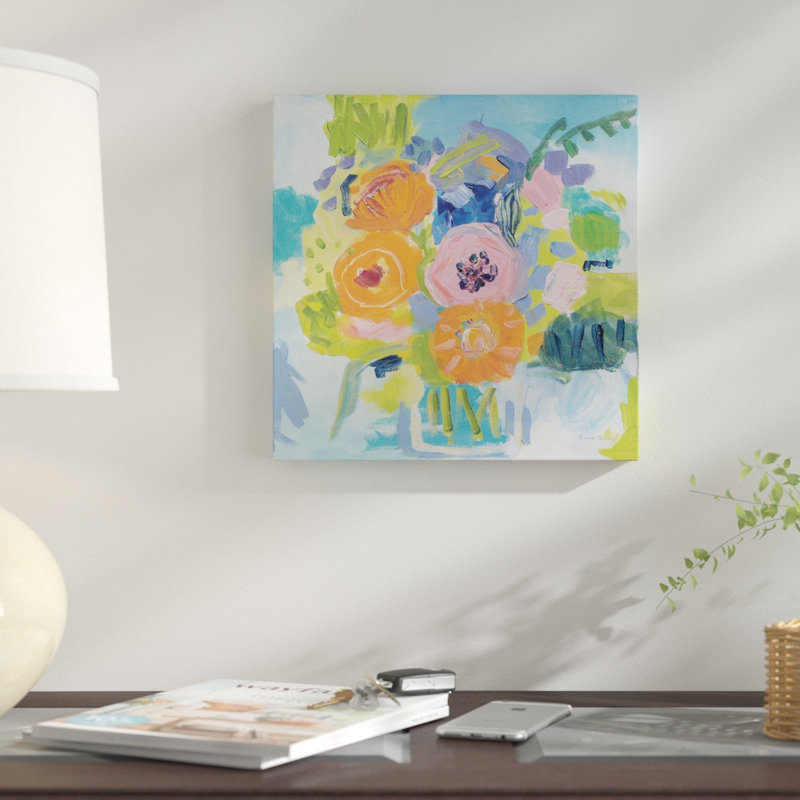 « summer bouquet », reproduction sur toile tendue, H 12 po x l 12 po x P 0,75 po, Toile tendue, Pas de tapis