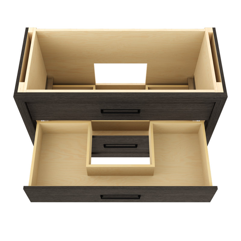 Avalon Three-Drawer Single Bath Vanity, Gray Weathered, Matte Black, 48"