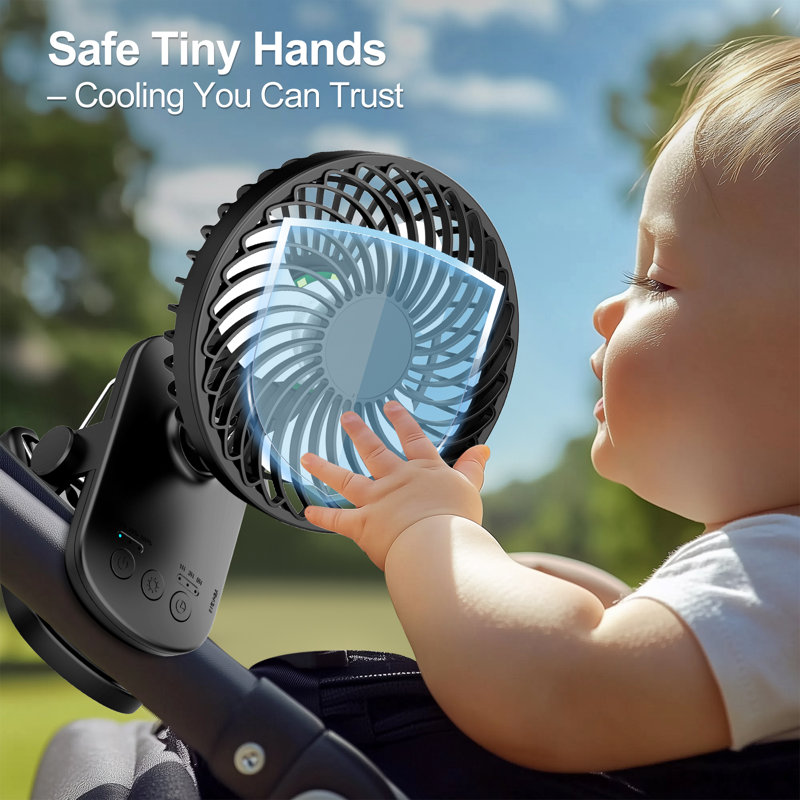 Portable Auto-Oscillating Clip-On Fan,4000mAh,3 Speeds
