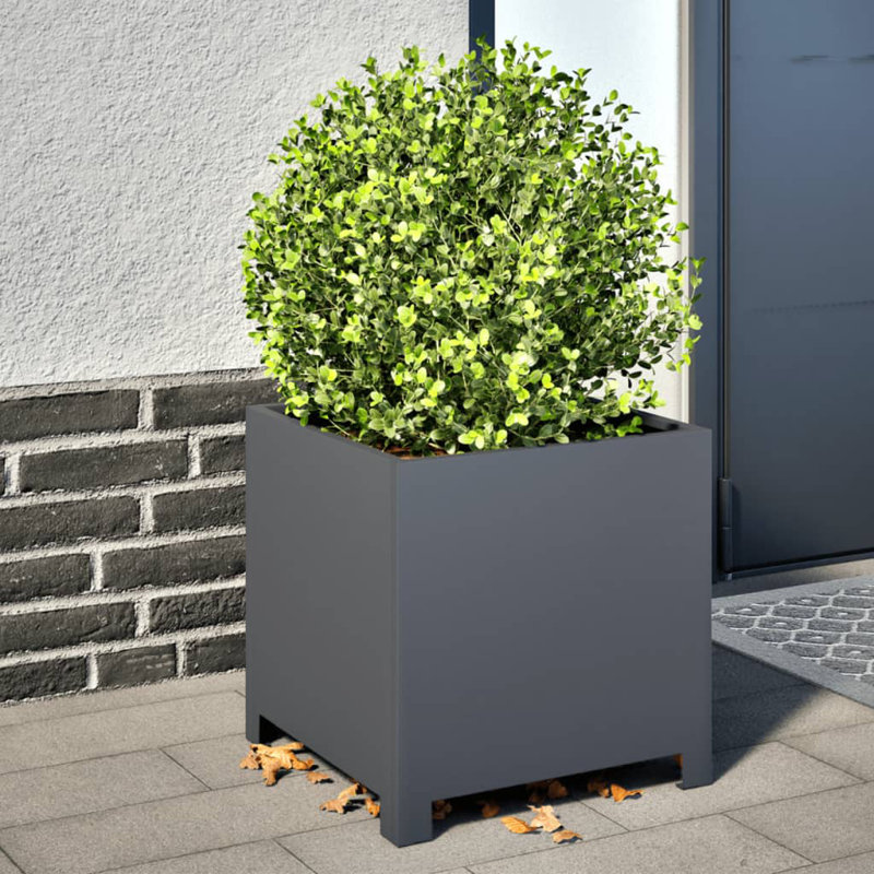 Alhasan Metal Elevated Planter, 40 cm H x 40 cm W x 40 cm D, White