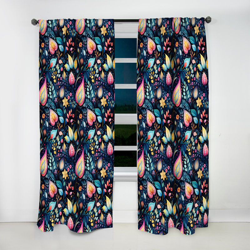 Watercolor Dreams Paisley Motif I - Rideau floral - Rideau floral obscurcissant - 1 panneau, L 52 po x L 84 po