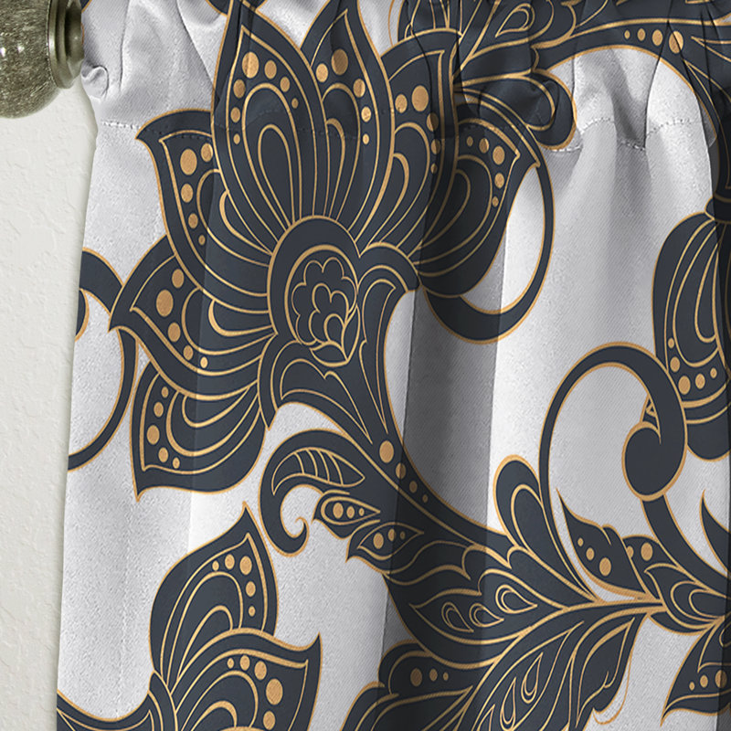 Panneau de rideau occultant rétro rétro avec motif floral moderne indien Batik I, L 52 po x L 120 po