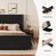  Lit plateforme tapissier à oreilles avec tête de lit et pied de lit en velours Plainfield-1206038972-1206038973
