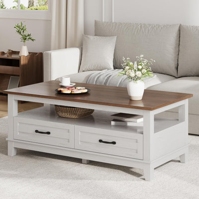 Table basse 47,24 "avec tiroirs, table basse rustique