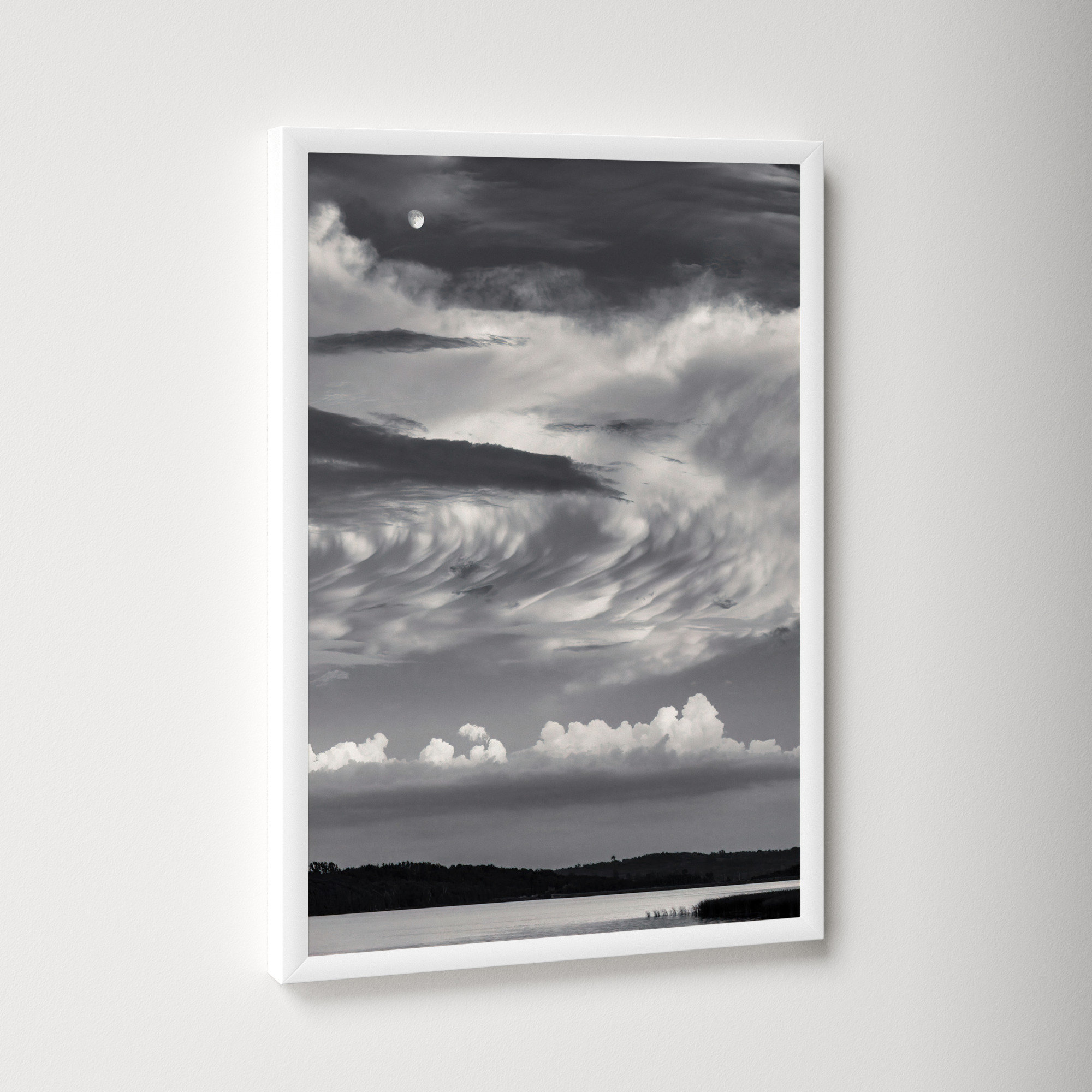 Island Lake Moon by Peter Dušek, White, 20" H x 14" W x 1.25" D