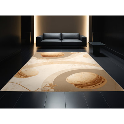 Tapis beige moelleux moelleux et moelleux de style Buschwick Macaron - reliure beige