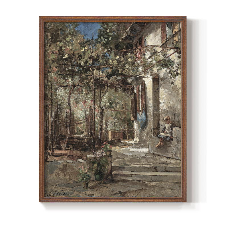 Reproduction florale rétro encadrée LV III - bois massif, H 30 po x l 24 po, Noyer